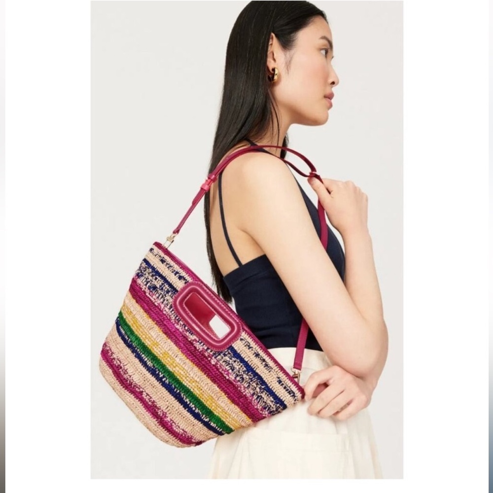 MAJE Colorful Striped Raffia Women's Bag NWT - Picture 5 of 12